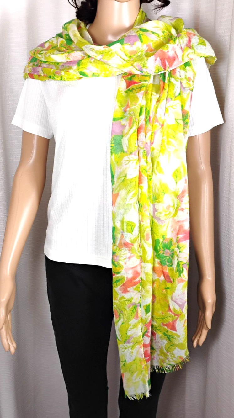 Lightweight Sheer Floral Scarf Long Wrap Boho Cottagecore Beach
